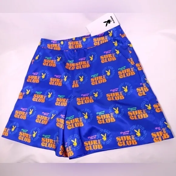 🅽🅴🆆 𝗥𝗔𝗥𝗘 𝐏𝐋𝐀𝐘𝐁𝐎𝐘 bunny blue surfer shorts, women’s size Medium