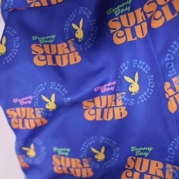 🅽🅴🆆 𝗥𝗔𝗥𝗘 𝐏𝐋𝐀𝐘𝐁𝐎𝐘 bunny blue surfer shorts, women’s size Medium