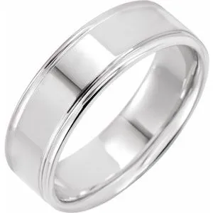 14K White 7 mm Grooved Band Size 8.5