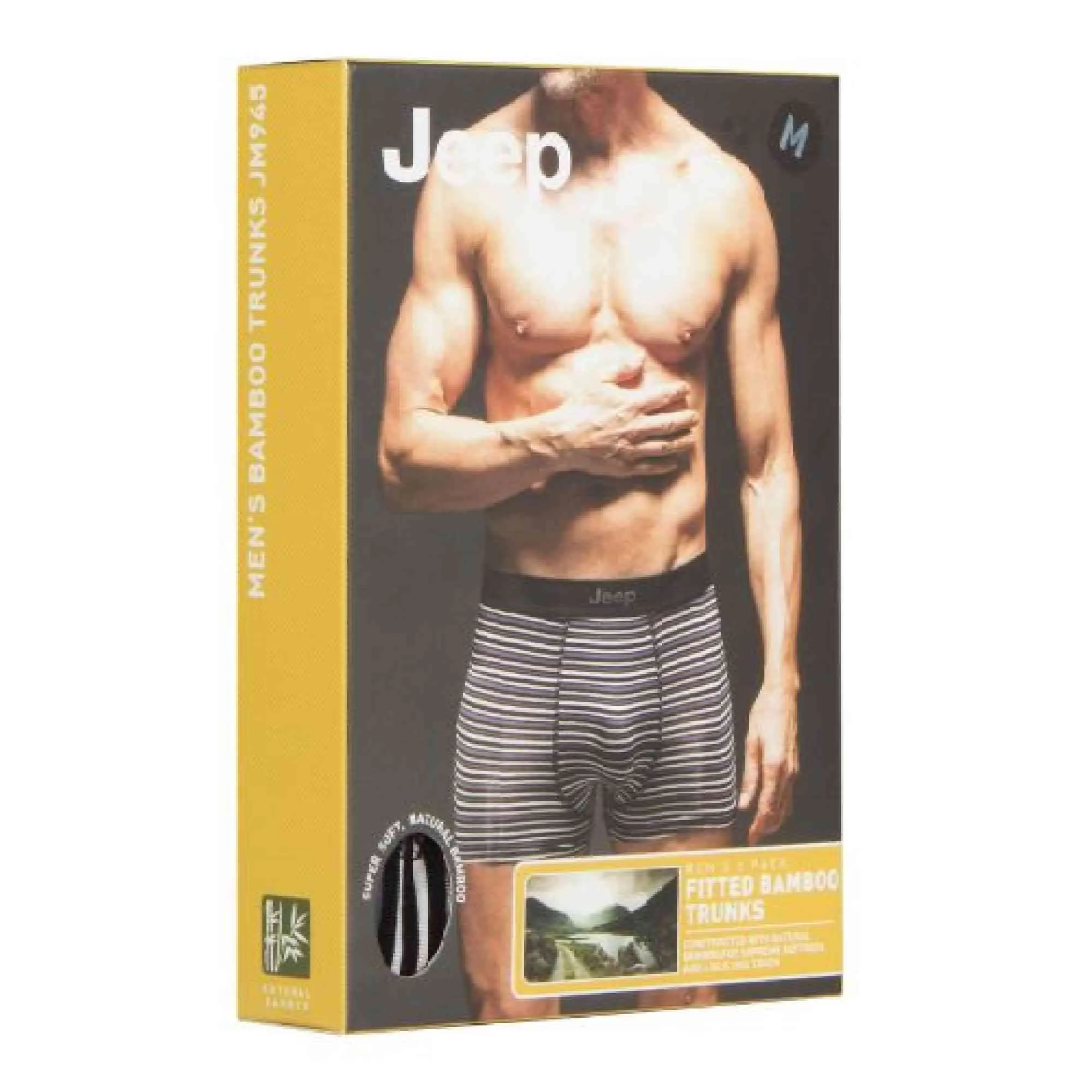 2 Pack Mens Soft Natural Bamboo Fibres Comfortable Fitted Trunks