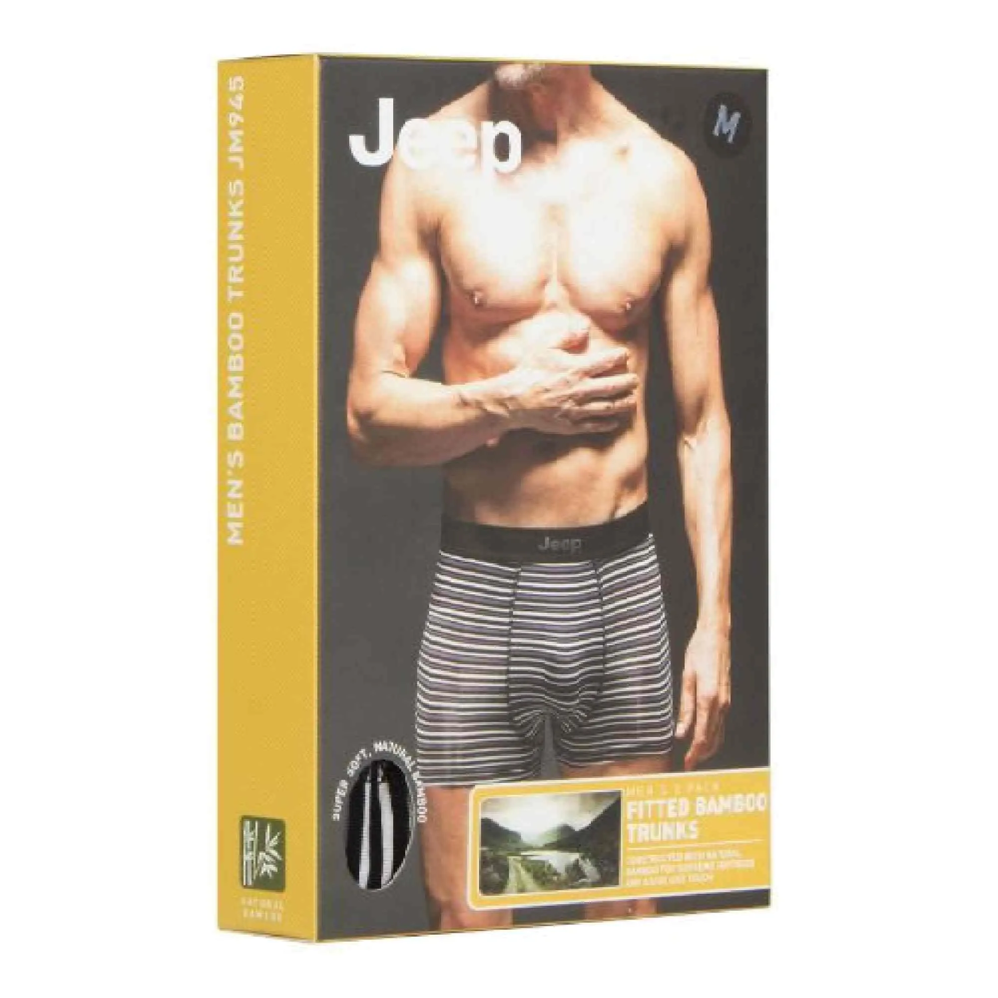 2 Pack Mens Soft Natural Bamboo Fibres Comfortable Fitted Trunks