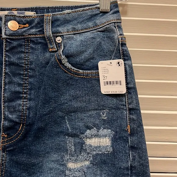 8. Free People Curvy Vintage High Rise Denim Shorts in Lolita Blue
