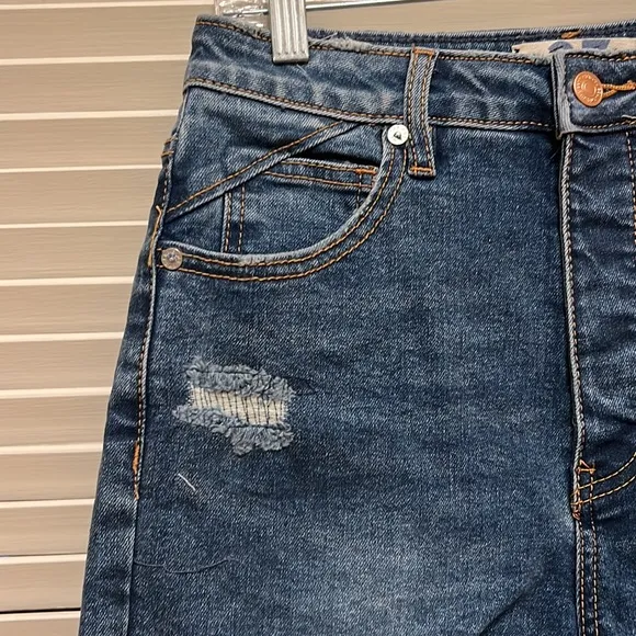 8. Free People Curvy Vintage High Rise Denim Shorts in Lolita Blue