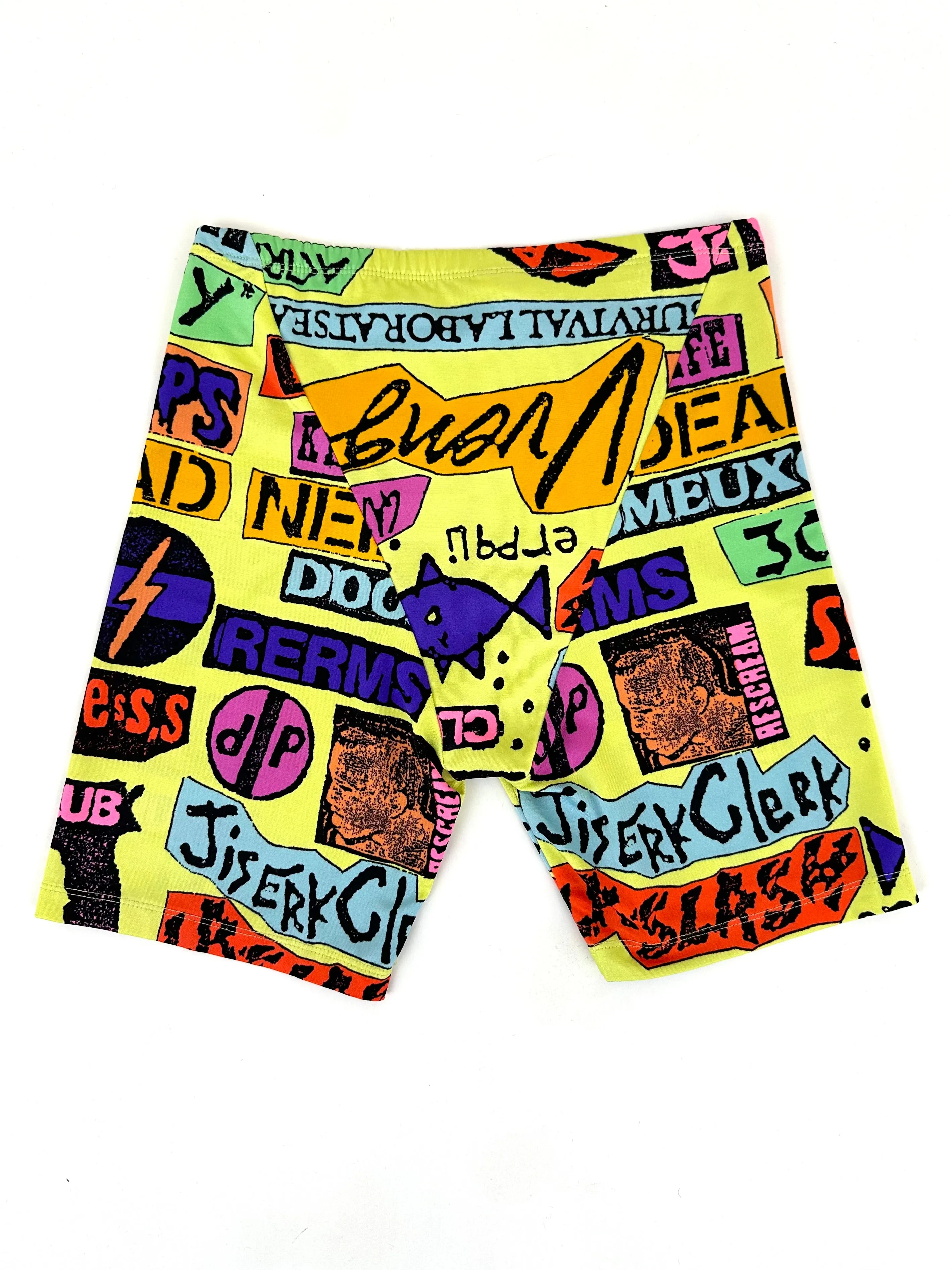 80s Stephen Sprouse Punk Sticker Print Shorts