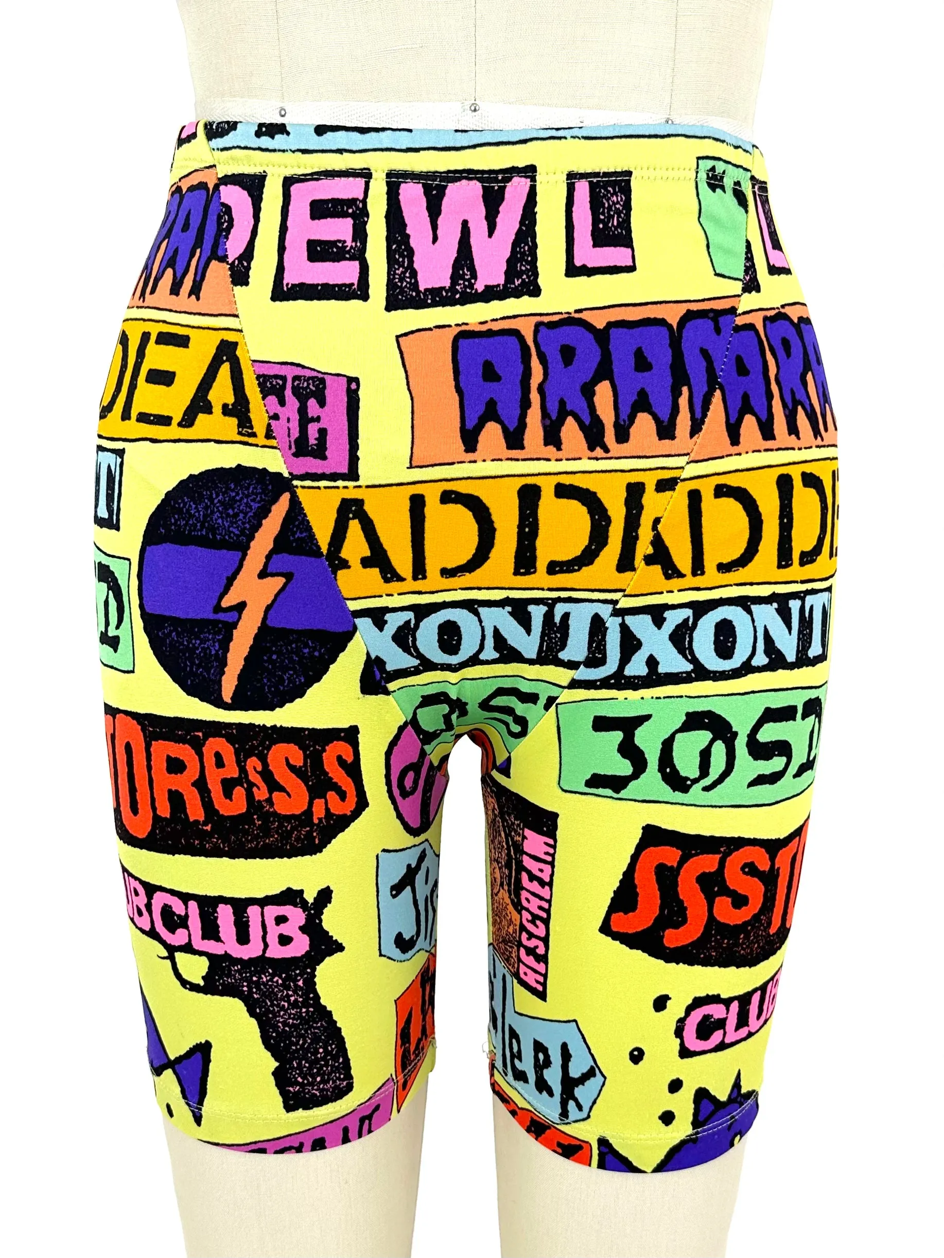 80s Stephen Sprouse Punk Sticker Print Shorts