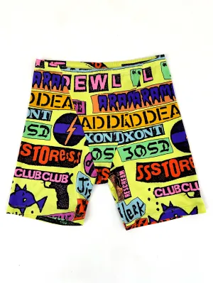 80s Stephen Sprouse Punk Sticker Print Shorts