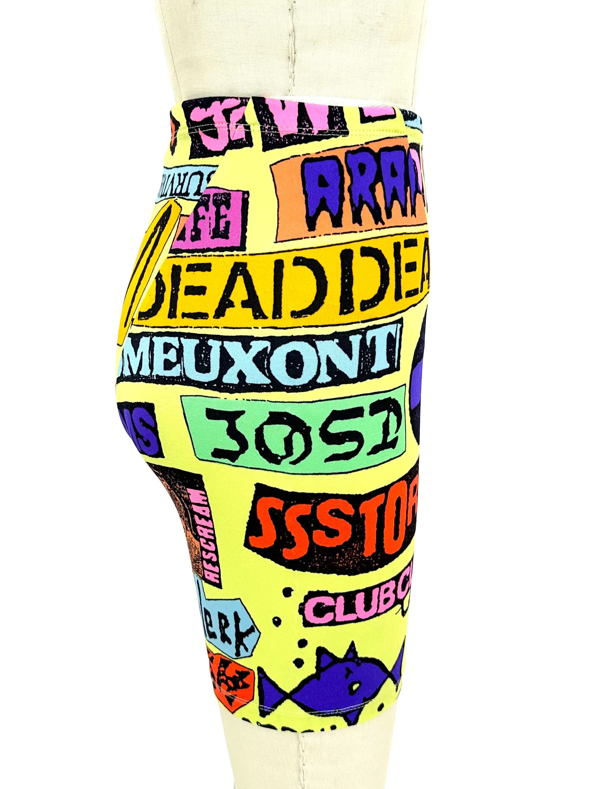 80s Stephen Sprouse Punk Sticker Print Shorts