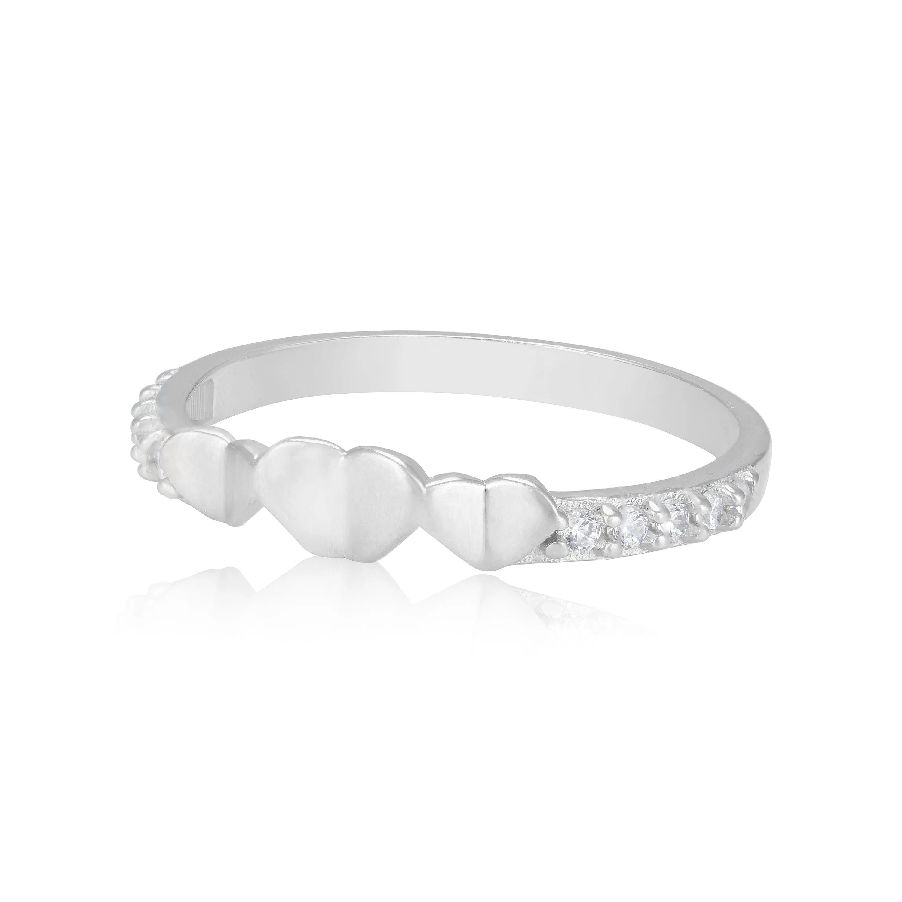 925 Sterling Silver Connected Hearts Radiance Ring for Women