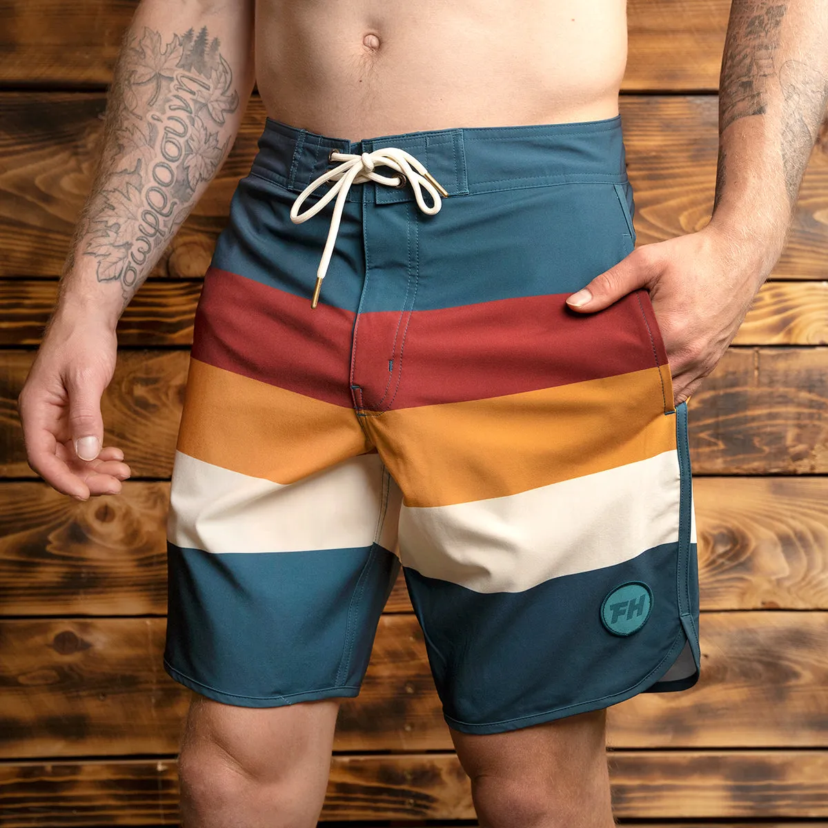 After Hours 18" Boardshort - Teal Stripe