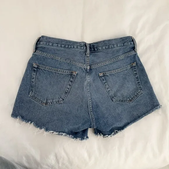 AGOLDE Micah Boyfriend Denim Blue Jean Cutoff Shorts