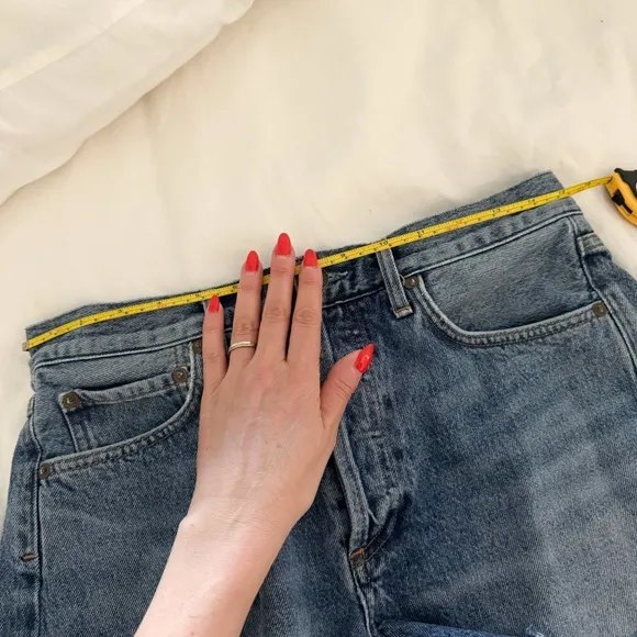 AGOLDE Micah Boyfriend Denim Blue Jean Cutoff Shorts