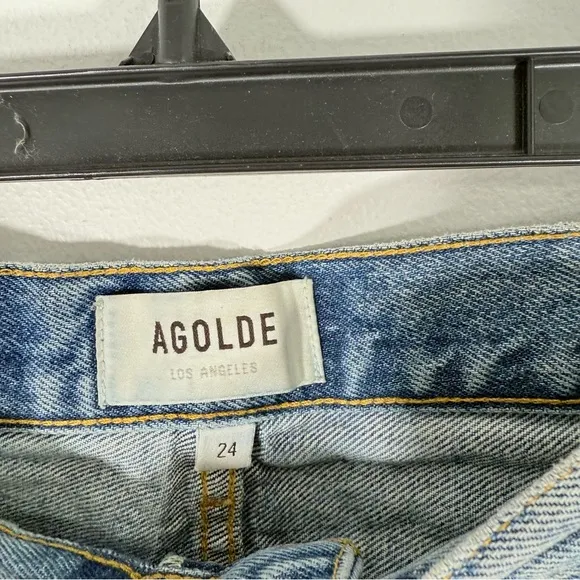 AGOLDE Parker Vintage Cutoff Distressed Button Fly 100% Cotton Denim Shorts 24
