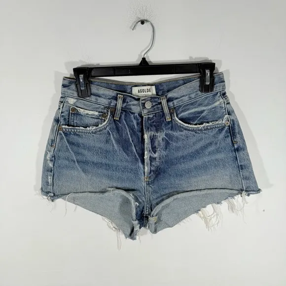 AGOLDE Parker Vintage Cutoff Distressed Button Fly 100% Cotton Denim Shorts 24