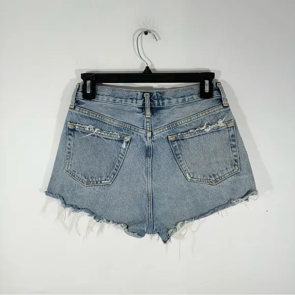 AGOLDE Parker Vintage Cutoff Distressed Button Fly 100% Cotton Denim Shorts 24
