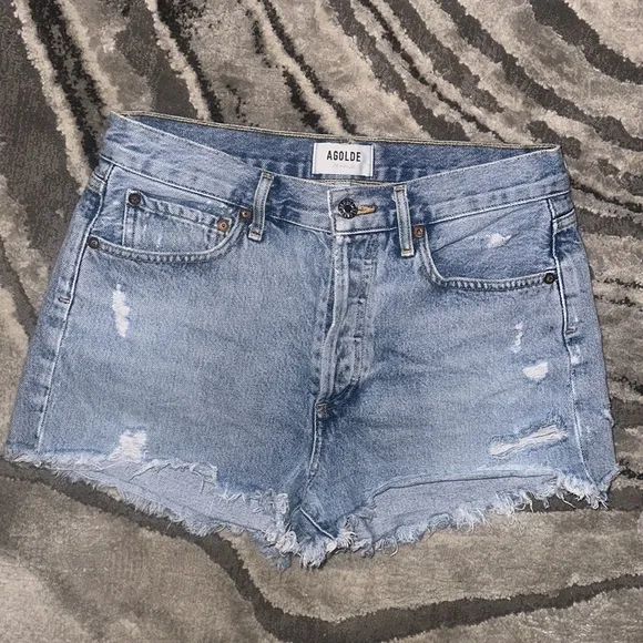 AGOLDE Vintage Parker, distressed denim shorts