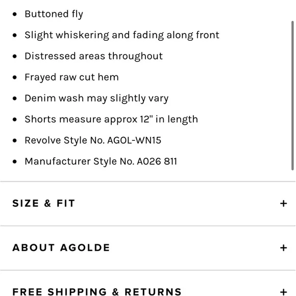 AGOLDE Vintage Parker, distressed denim shorts