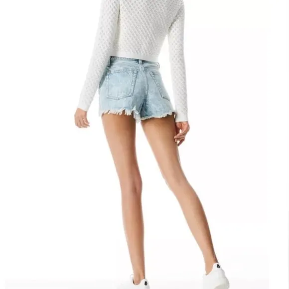 Alice &amp; Olivia Be Amazing Rocky Blues Frayed Raw Hems 26 2 Preowned