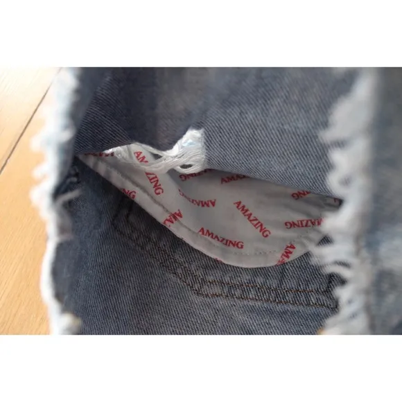 Alice &amp; Olivia Be Amazing Rocky Blues Frayed Raw Hems 26 2 Preowned