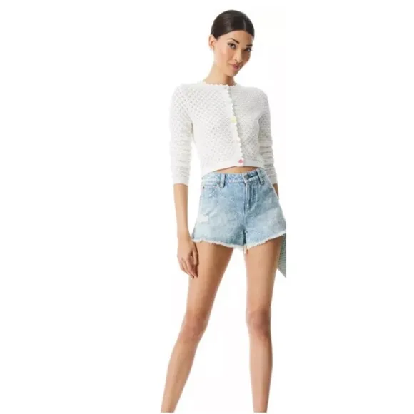Alice &amp; Olivia Be Amazing Rocky Blues Frayed Raw Hems 26 2 Preowned