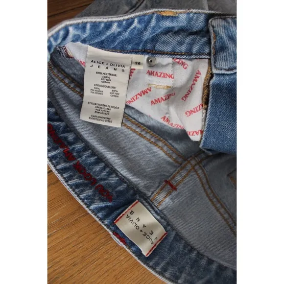 Alice &amp; Olivia Be Amazing Rocky Blues Frayed Raw Hems 26 2 Preowned