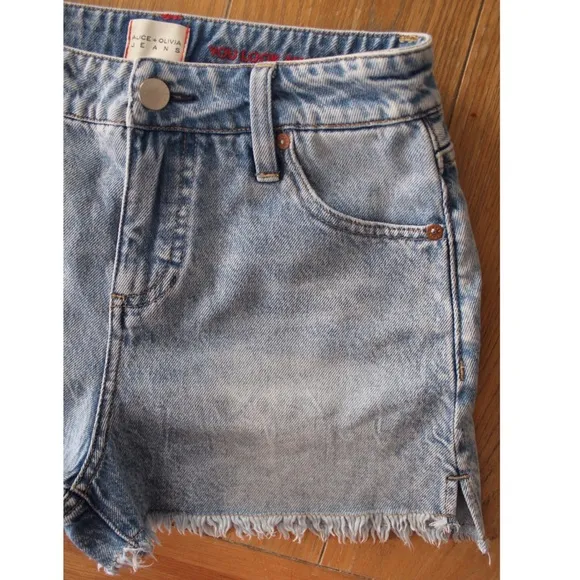 Alice &amp; Olivia Be Amazing Rocky Blues Frayed Raw Hems 26 2 Preowned