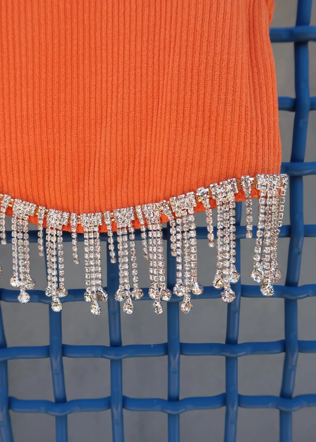 ALL EYES ON YOU ORANGE SEQUIN TOP