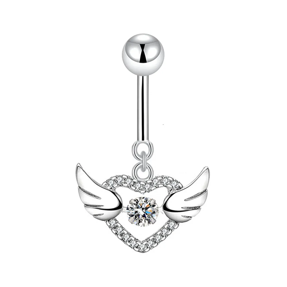 Angle Wings Dancing Diamond Navel Ring