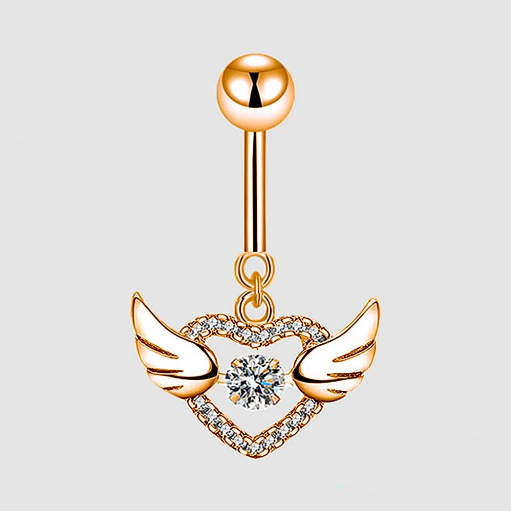 Angle Wings Dancing Diamond Navel Ring