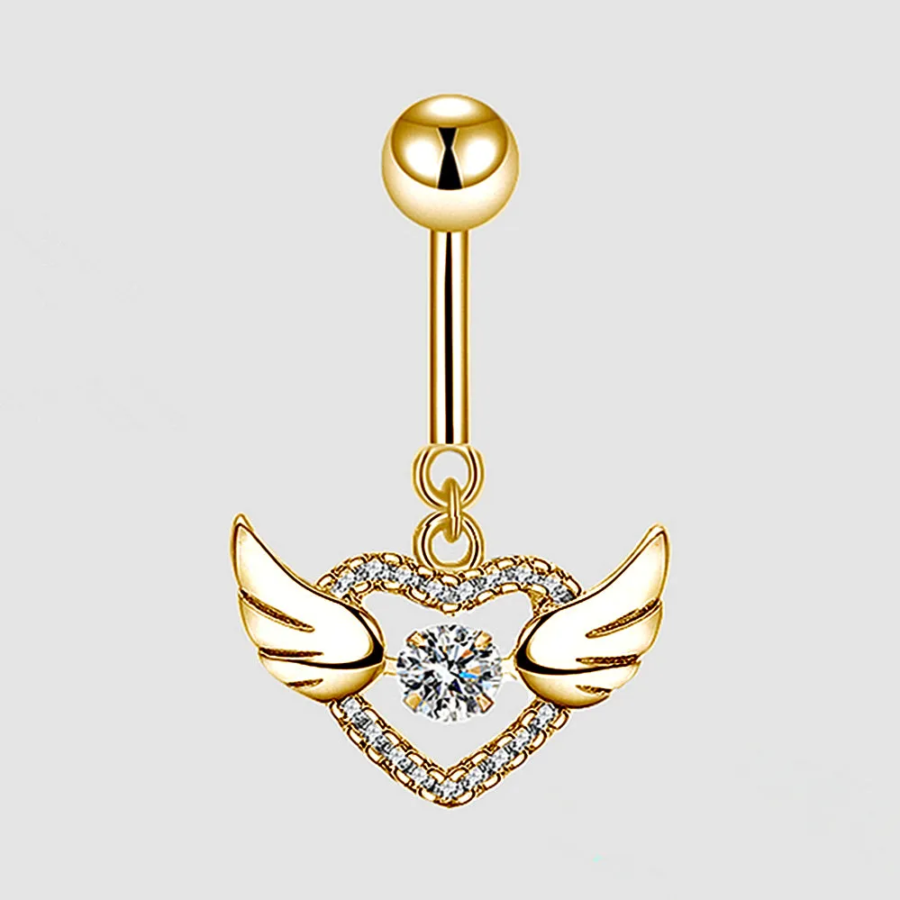 Angle Wings Dancing Diamond Navel Ring