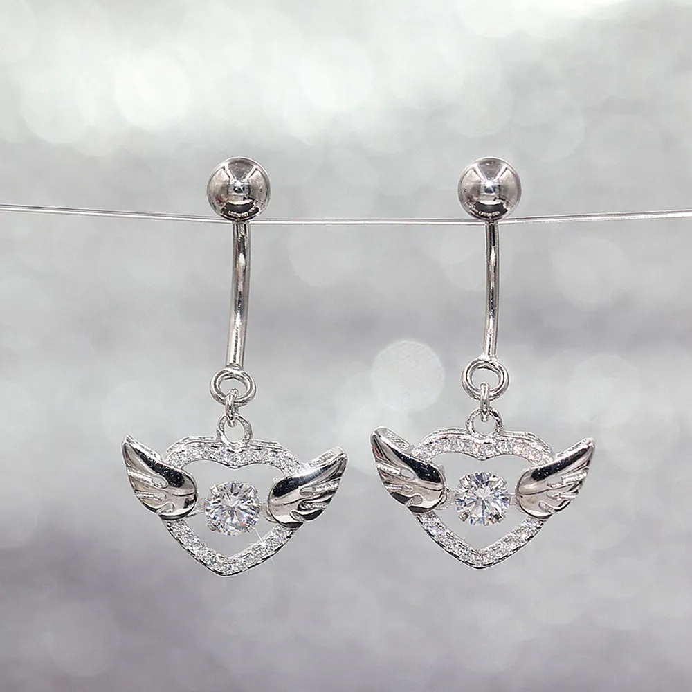 Angle Wings Dancing Diamond Navel Ring