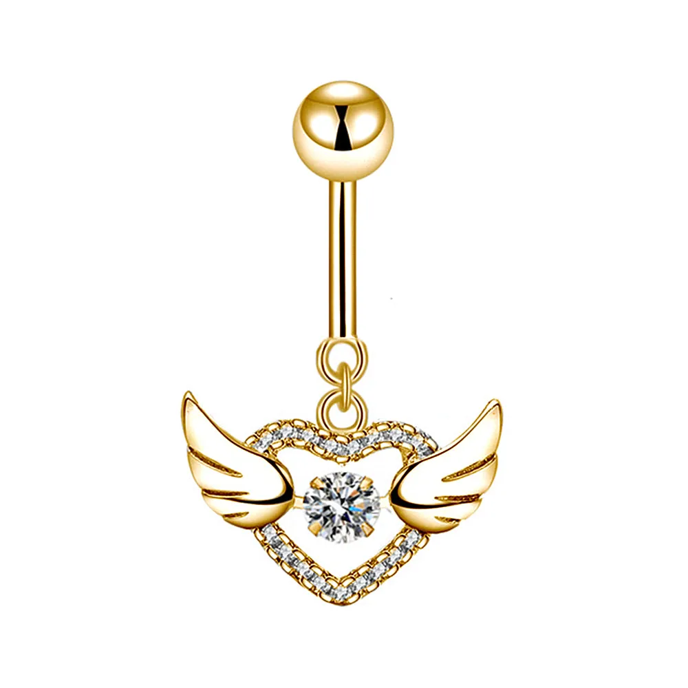 Angle Wings Dancing Diamond Navel Ring