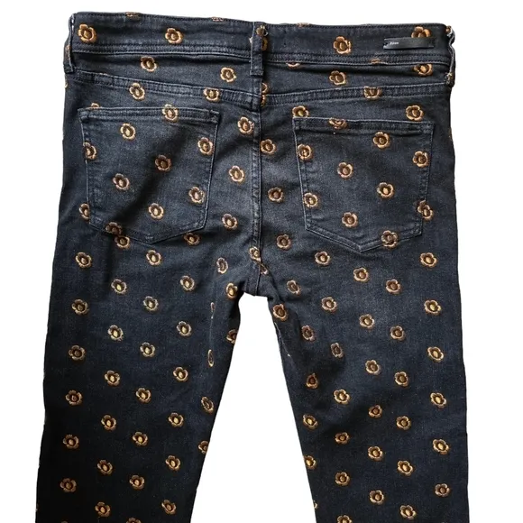 Anthropologie Pilcro &amp; the Letterpress Slim Straight, Floral Embroidery,Size 30