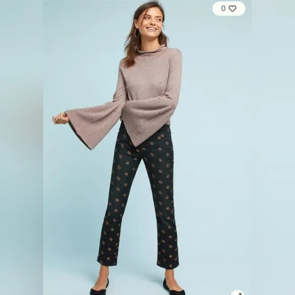 Anthropologie Pilcro &amp; the Letterpress Slim Straight, Floral Embroidery,Size 30