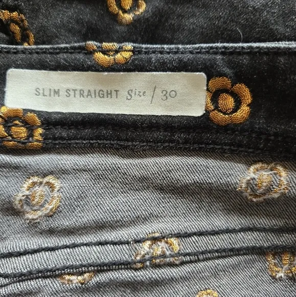 Anthropologie Pilcro &amp; the Letterpress Slim Straight, Floral Embroidery,Size 30