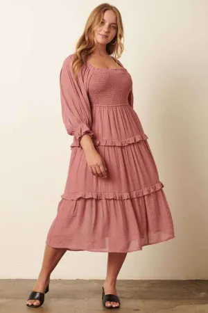 Arabella Smocked Midi Dress