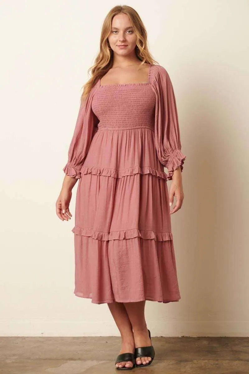 Arabella Smocked Midi Dress