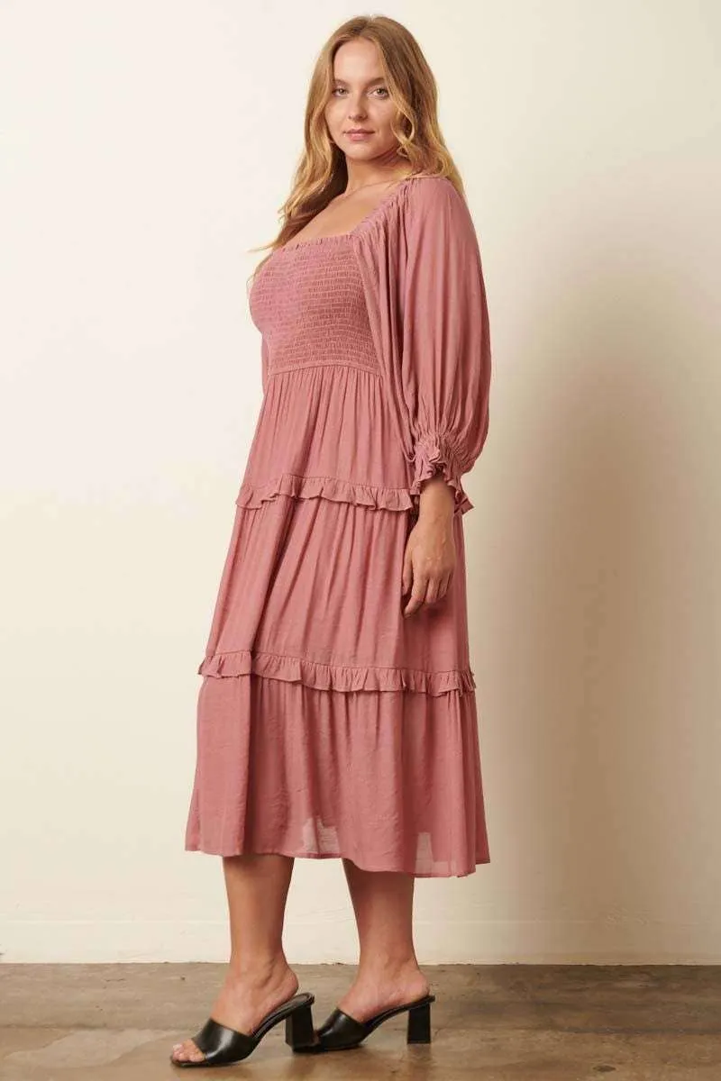 Arabella Smocked Midi Dress