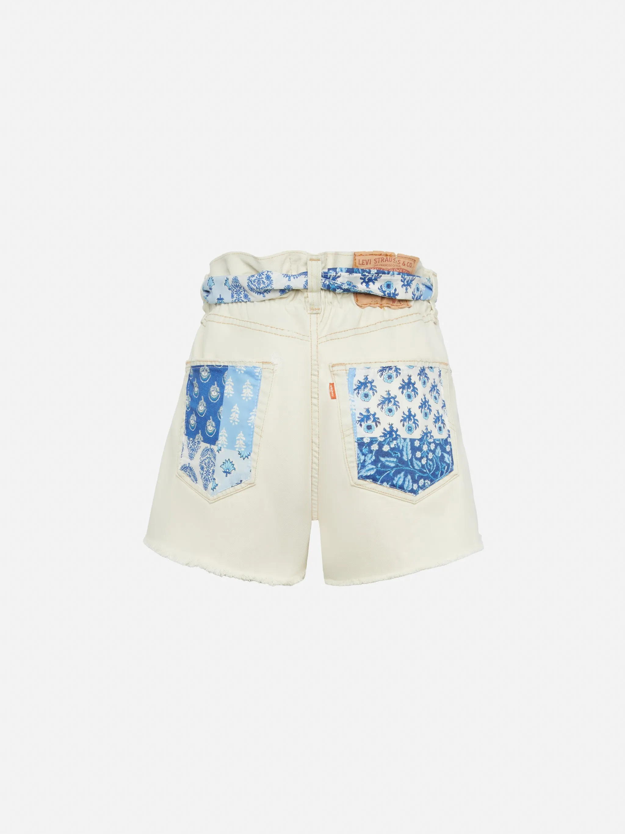 Arizona upcycled denim shorts with patches
