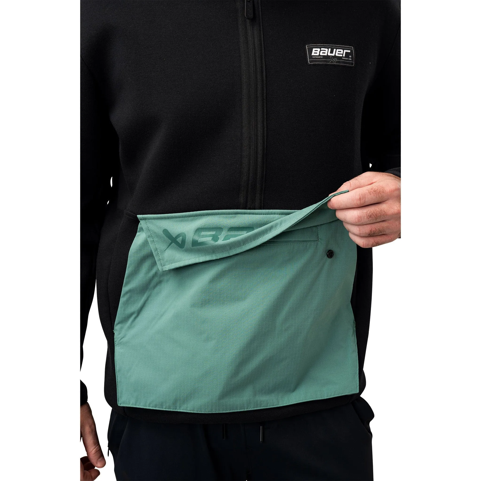 Bauer Knit Mix Half Zip - Black/Teal