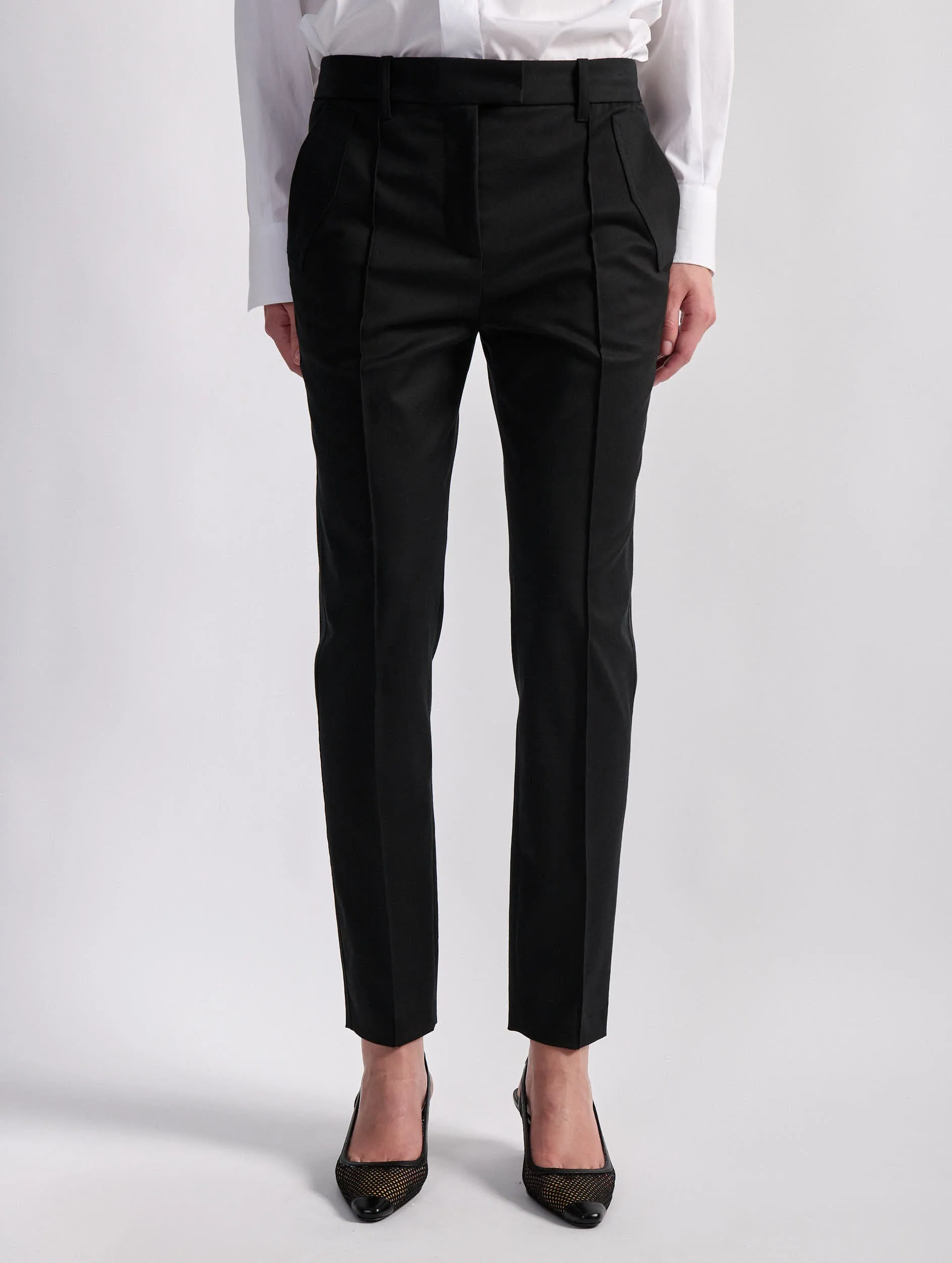 Black stretch cotton gabardine Roxy trousers
