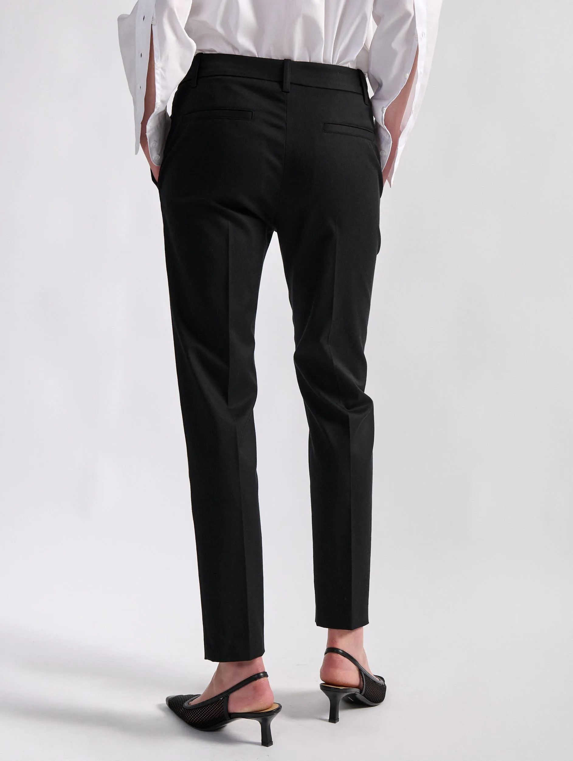 Black stretch cotton gabardine Roxy trousers