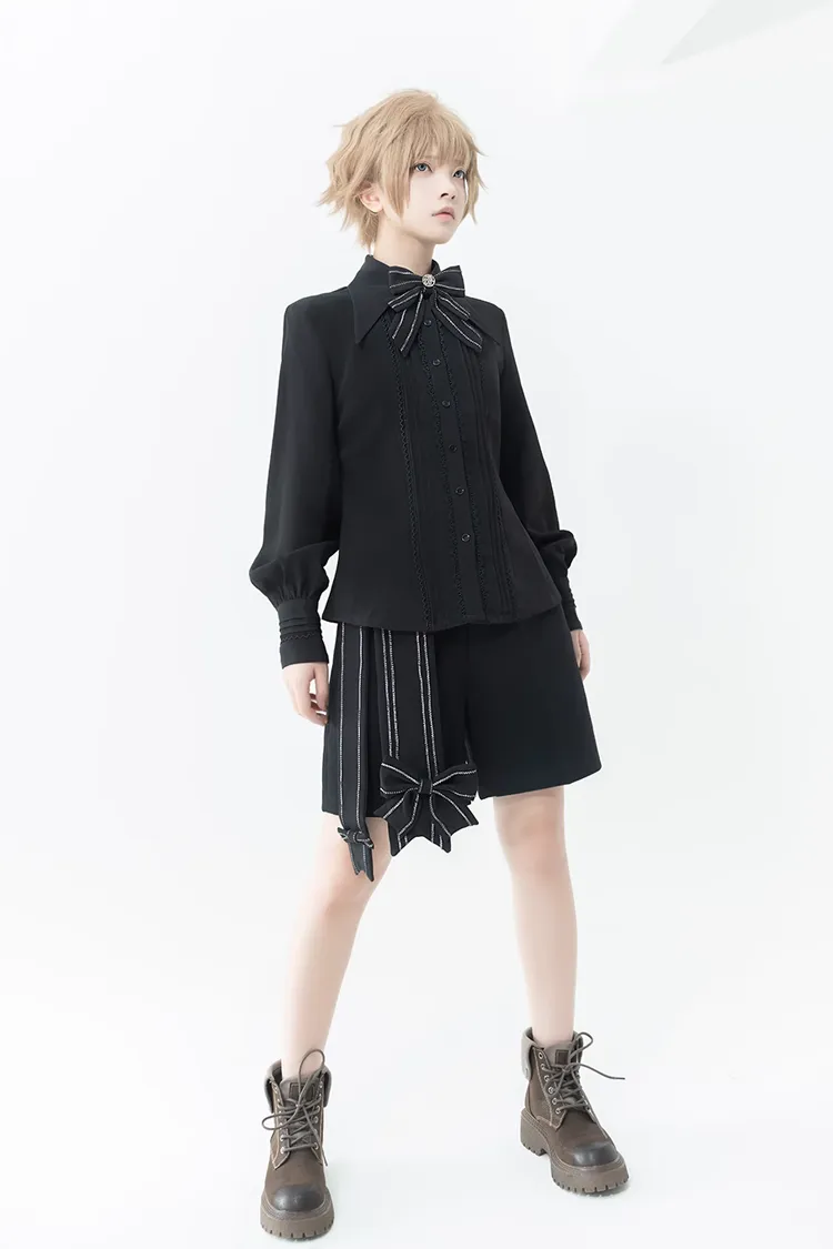 Black Vintage Bowknot Ouji Fashion Lolita Blazer Shorts