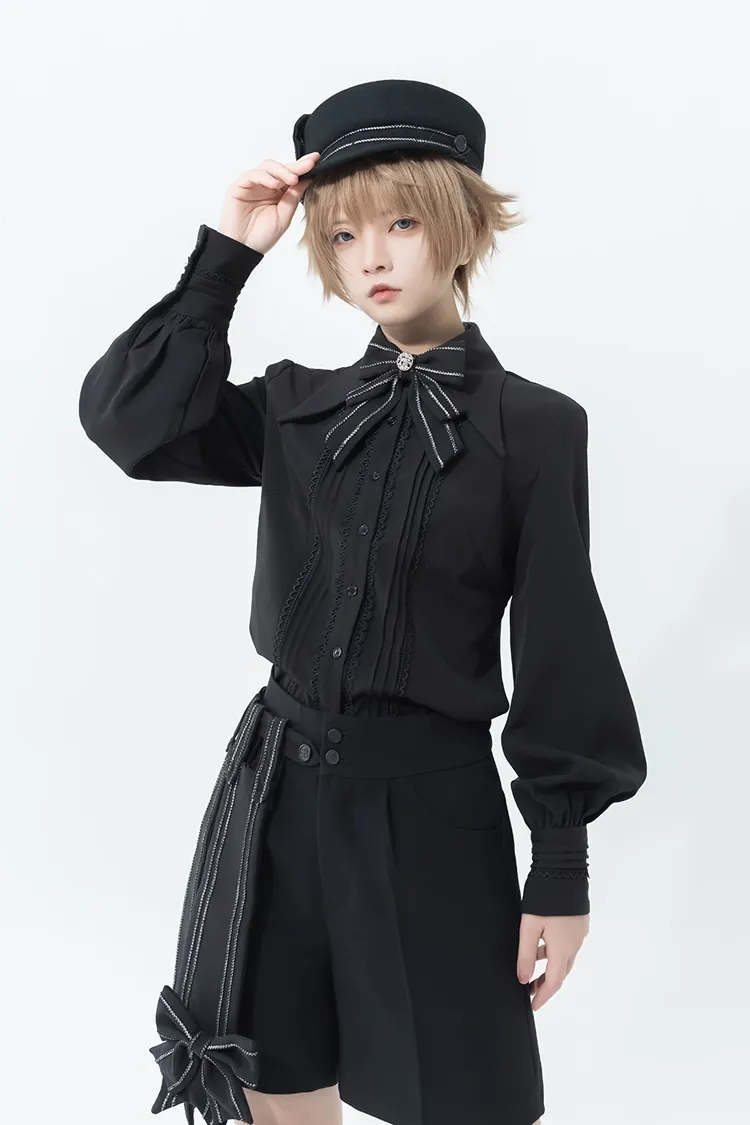 Black Vintage Bowknot Ouji Fashion Lolita Blazer Shorts