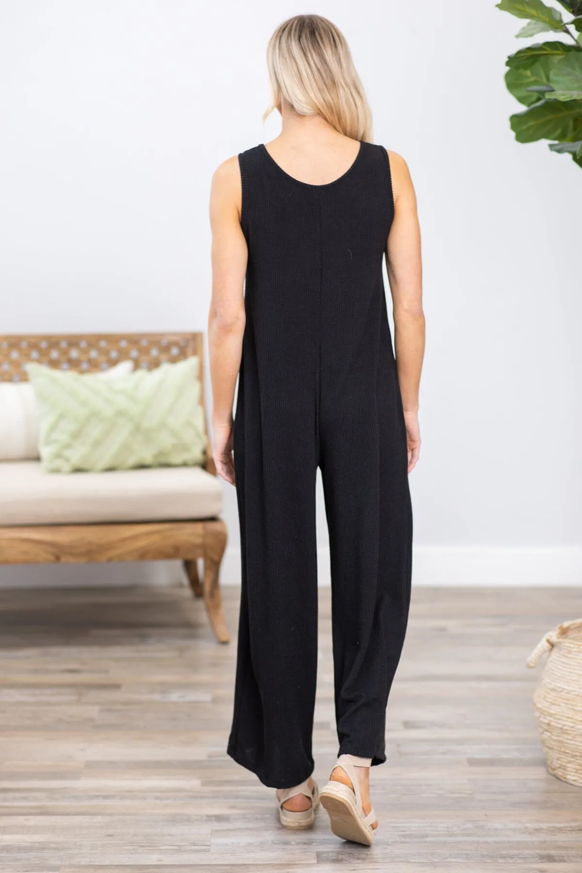 Black Wide Leg Sleeveless Jumpsuit