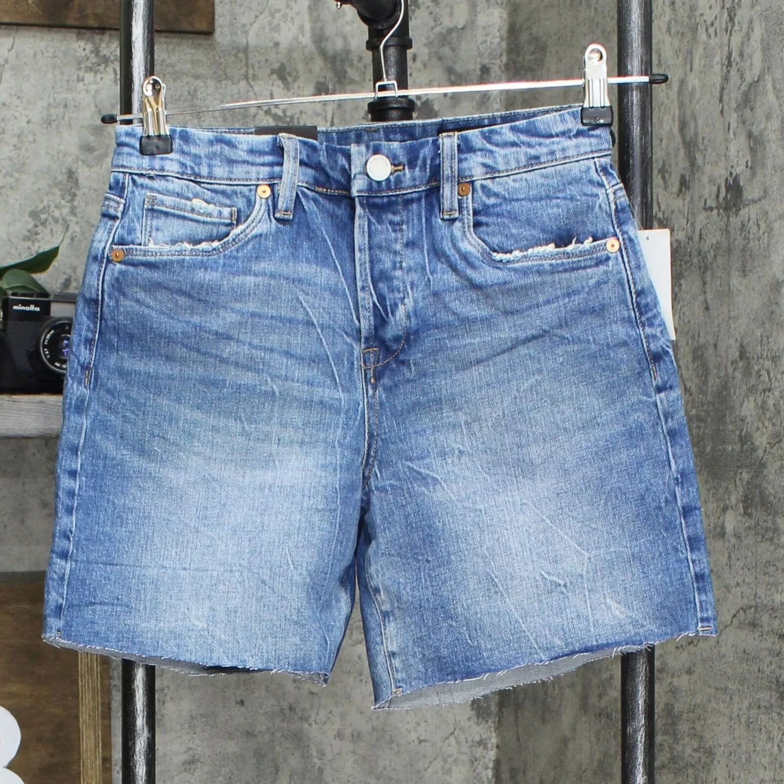 [BLANKNYC] Women's The Warren Frayed Hem Longline Denim Shorts