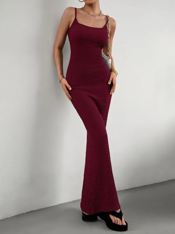 Bodycon Knitted Maxi Dress with Spaghetti Straps