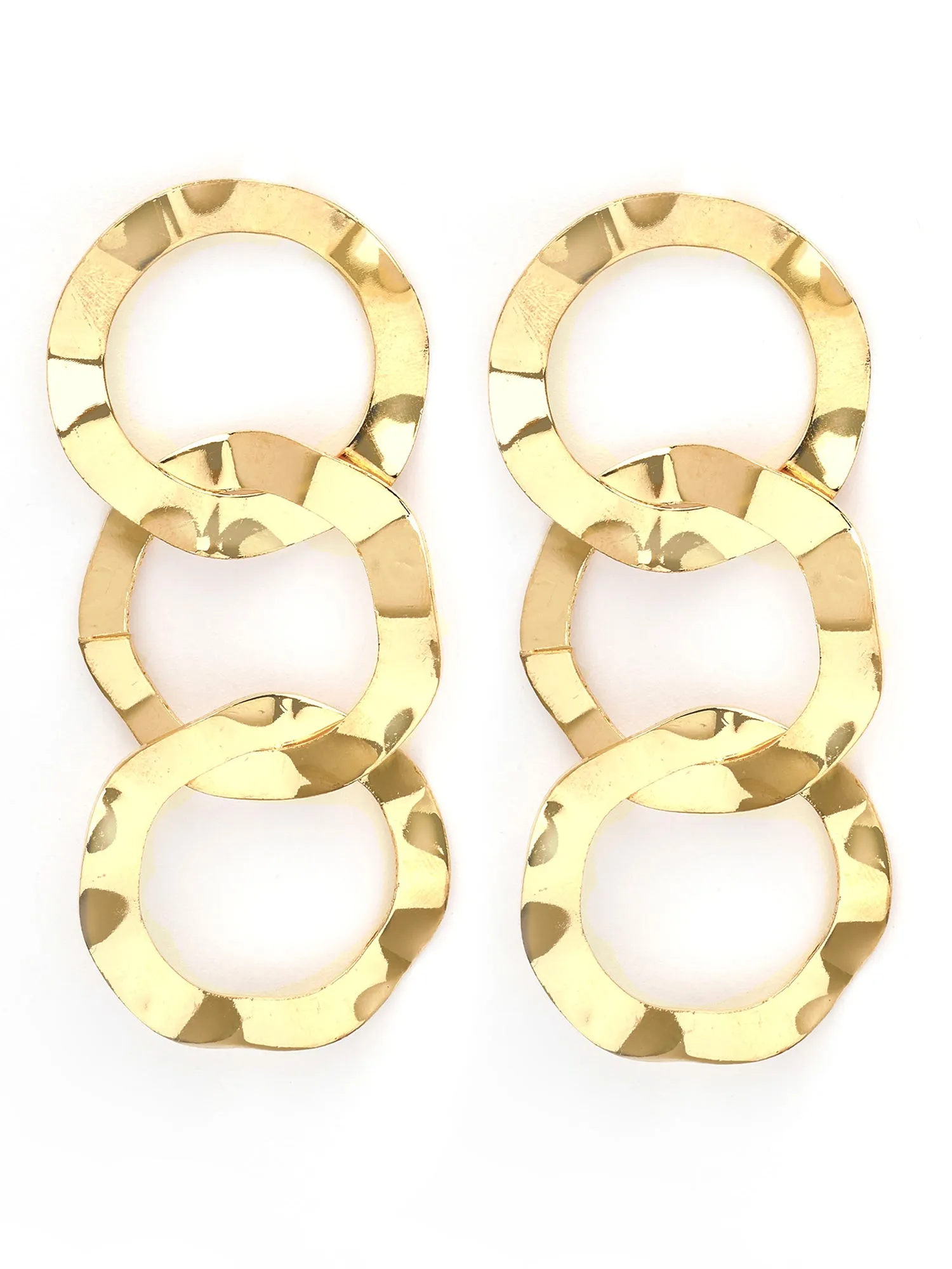 Bohey by KARATCART Gold Plated Hammered Circle Design Dangler Earrings