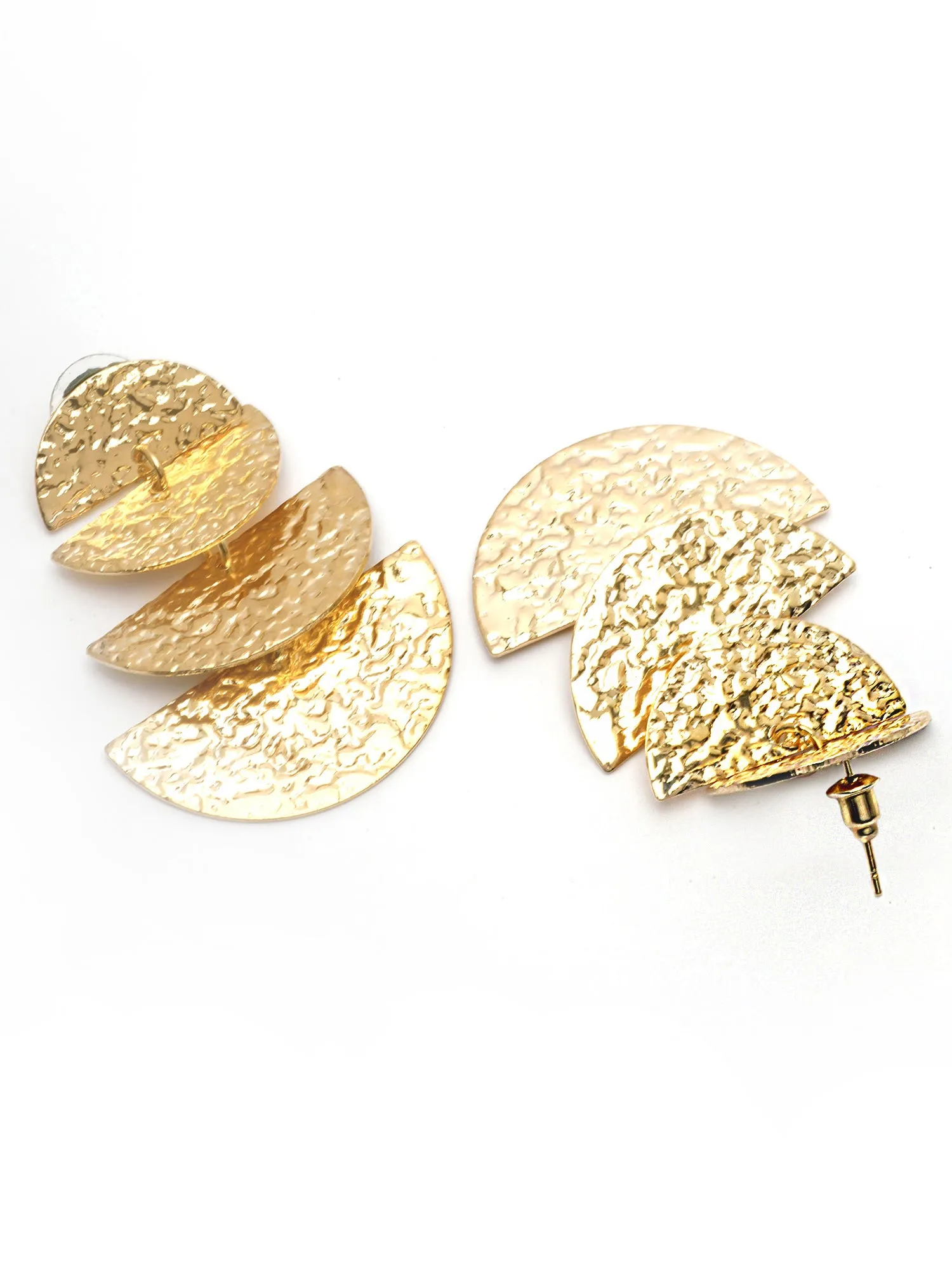 Bohey by KARATCART Gold Plated Hammered Design Dangler Earrings