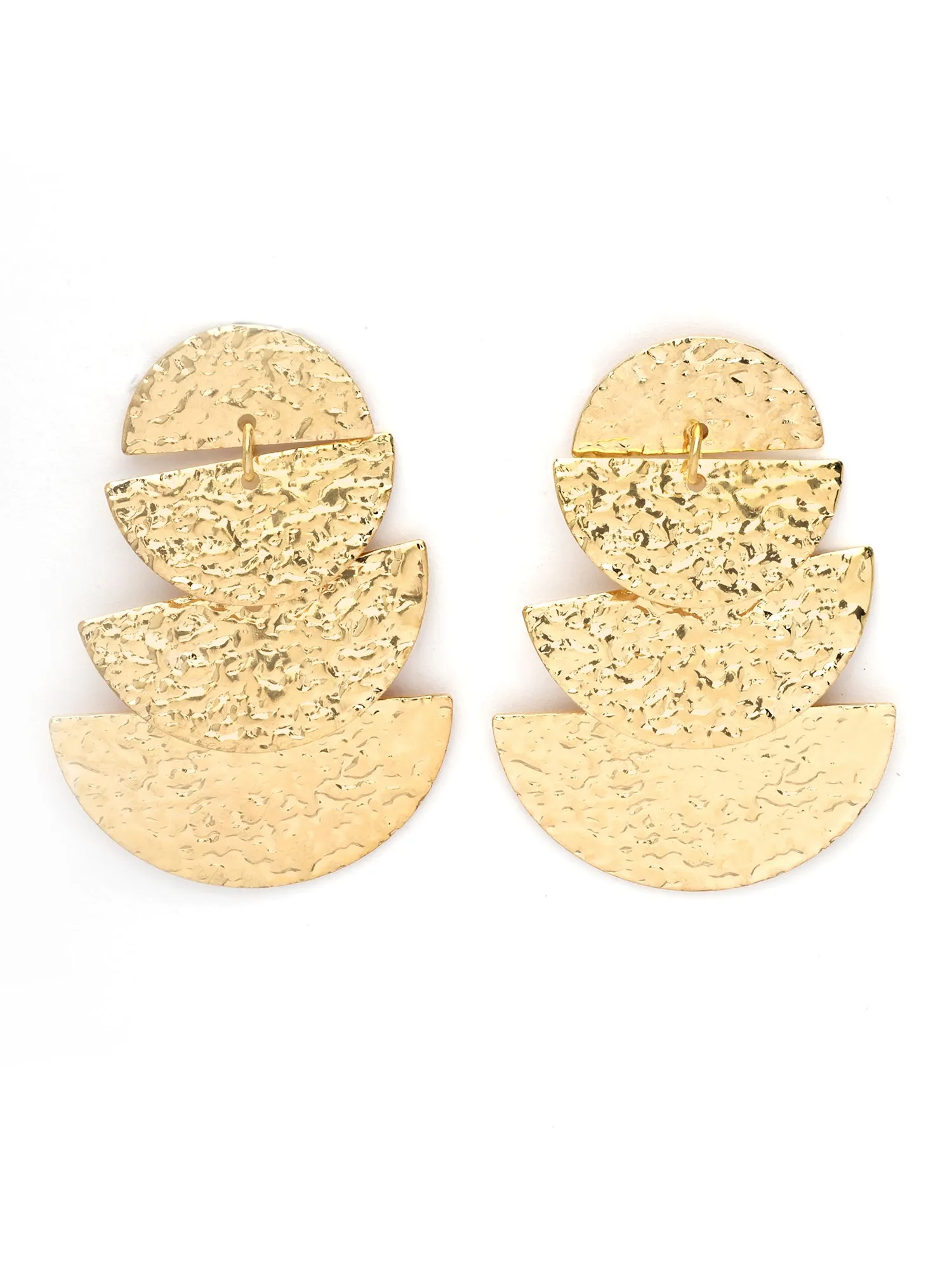 Bohey by KARATCART Gold Plated Hammered Design Dangler Earrings