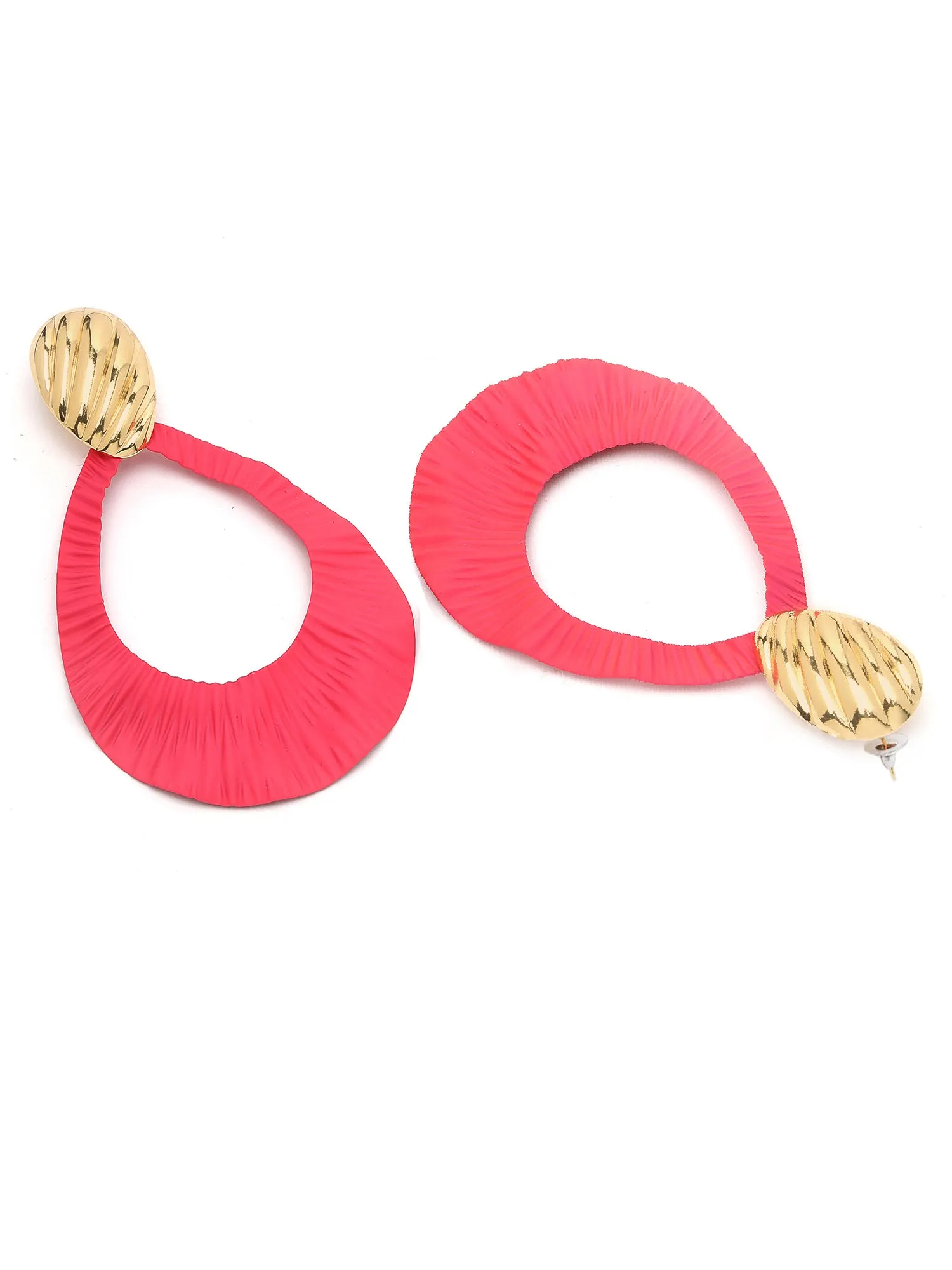 Bohey by KARATCART Pink Textured Contemporary Drop Shape Earrings for Women